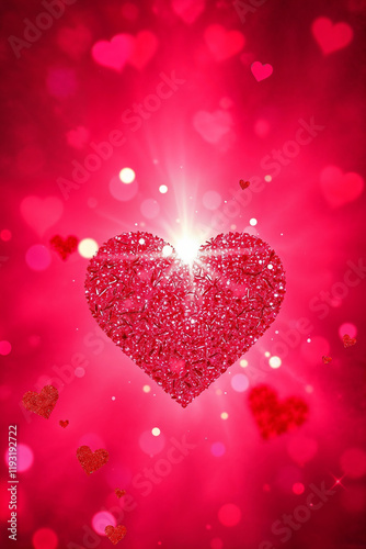 Abstract Valentine's day background of bright glitter and hearts