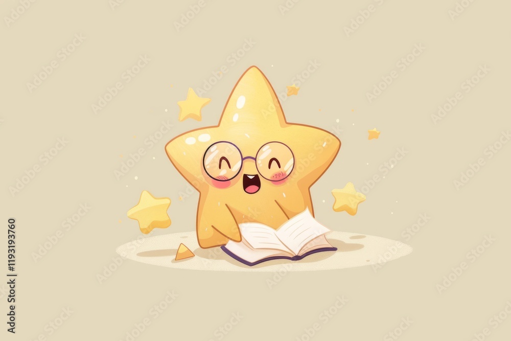 Fototapeta premium Cute star reading a book happily