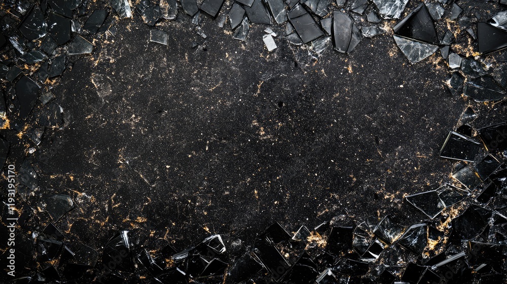 Shattered Glass on Dark Background: Space for Design or Text Placement Shattered Glass on Dark Background: Space for Design or Text Placement
