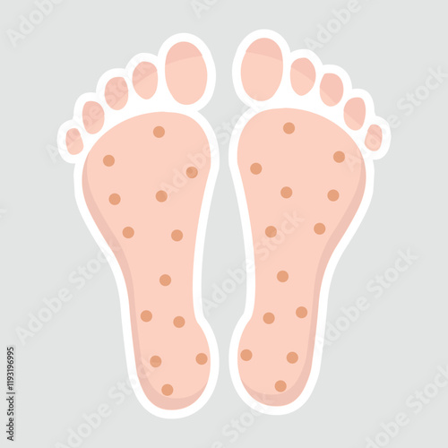 Foot Reflexology Points Vector Illustration Sticker. Vector sticker highlighting foot reflexology points. Ideal for therapy and wellness graphics