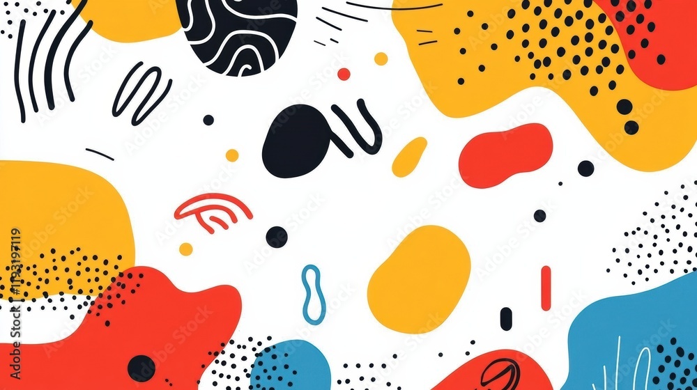 Fototapeta premium Colorful abstract shapes and patterns creating a playful and modern design perfect for backgrounds or creative projects.