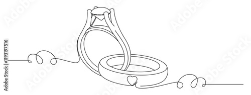 Wedding couple ring line art vector illustration