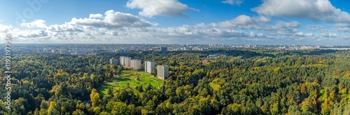 Aerial panorama of Darmstadt, Germany, showcasing its University district