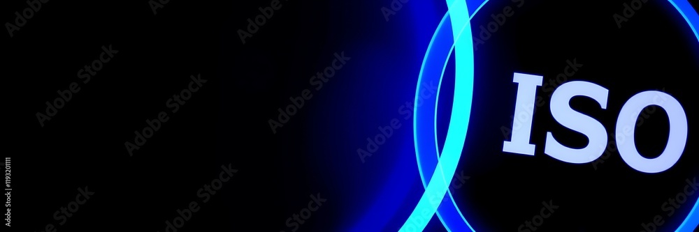 Naklejka premium ISO Background – Dark Blur Copy Space for Professional Designs, ISO copy space, dark ISO background, ISO-themed background, dark abstract ISO,International Organization for Standardization