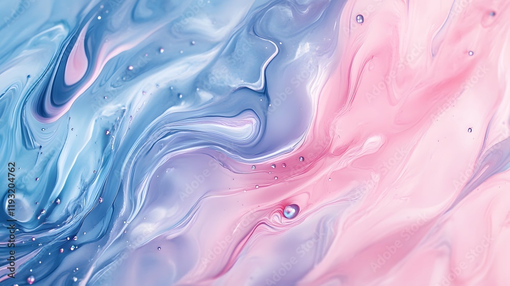 Obraz premium Abstract Swirling Pink and Blue Fluid Acrylic Painting