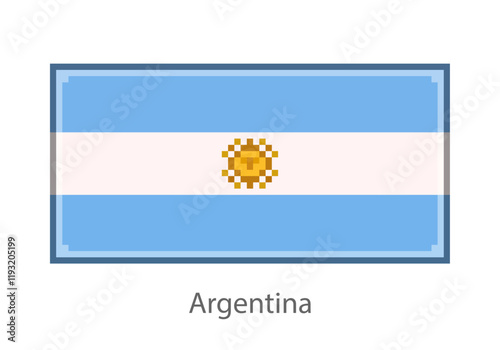 Vector illustration of the Argentina flag isolated in pixel art or mosaic style on white background. Collection of flags of the countries of the world.
