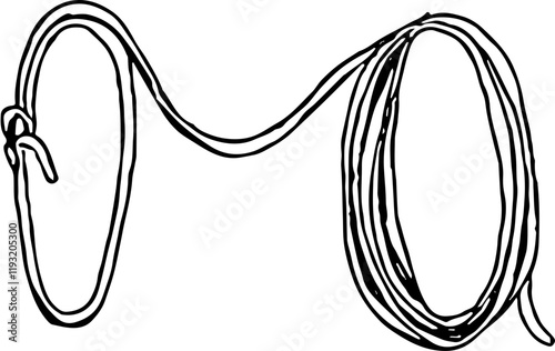 Wild western. Hand drawn doodle sketch illustration. Rodeo lasso 