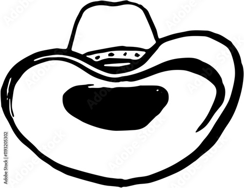 Wild western. Hand drawn doodle sketch illustration. Cowboy hat 