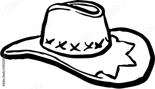 Wild western. Hand drawn doodle sketch illustration. Cowboy hat 