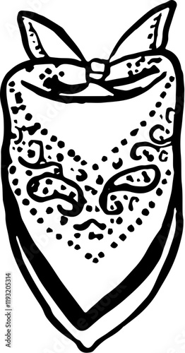 Wild western. Hand drawn doodle sketch illustration. Cowboy bandana 