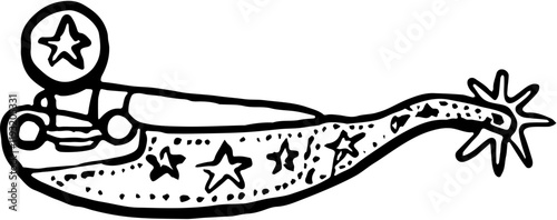 Wild western. Hand drawn doodle sketch illustration. Cowboy spur