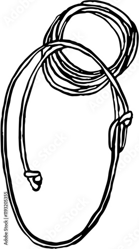 Wild western. Hand drawn doodle sketch illustration. Rodeo  lasso 