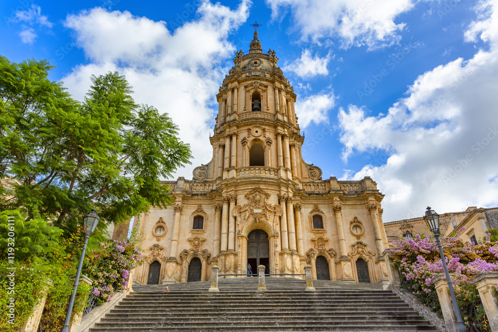 Obraz premium View of the Cathedral of Modica, Church of San Giorgio