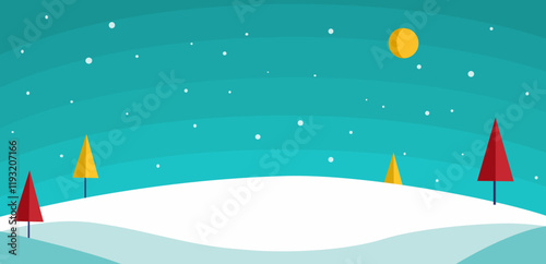 White snow background with geometric pine trees
