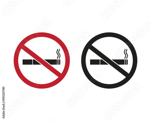 Set of Non smoking icon. Stop, no smoking sign. smoking prohibition sign, Vector Illustration.