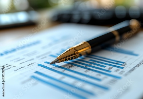 Business analysis and reporting using financial data charts with a blue tone
