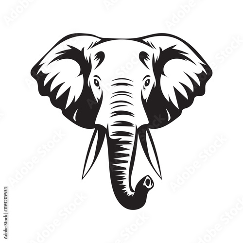 An Elephant Black Head Silhouette is a striking, minimalist depiction of an elephant's head, characterized by solid black shapes that highlight its unique .