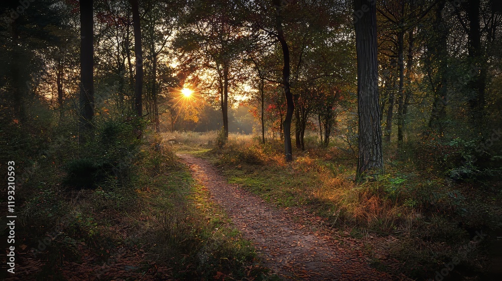 Obraz premium A stunning drone capture reveals the autumn splendor of the park, with leaves ablaze in vibrant hues