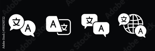 Set of Language translate icon collection. Translate button, language translation button symbol. Vector Illustration.