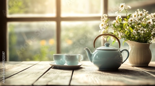 Wallpaper Mural Teapot on the table complete with tea cups Torontodigital.ca