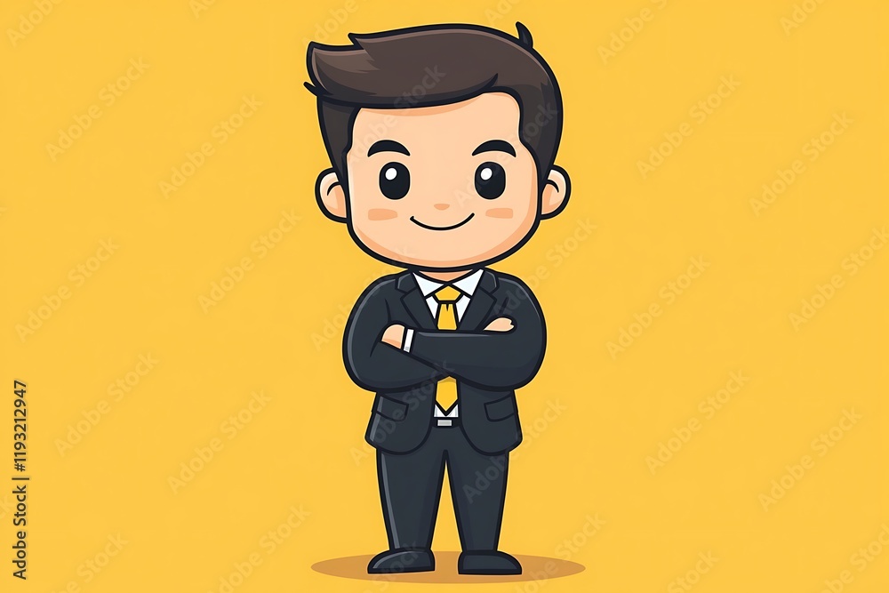Confident Chibi Business Boy Standing Confident Chibi Business Boy Standing