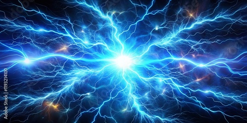 Abstract Blue Electric Lightning Bolt Stock Photo - High Resolution Image