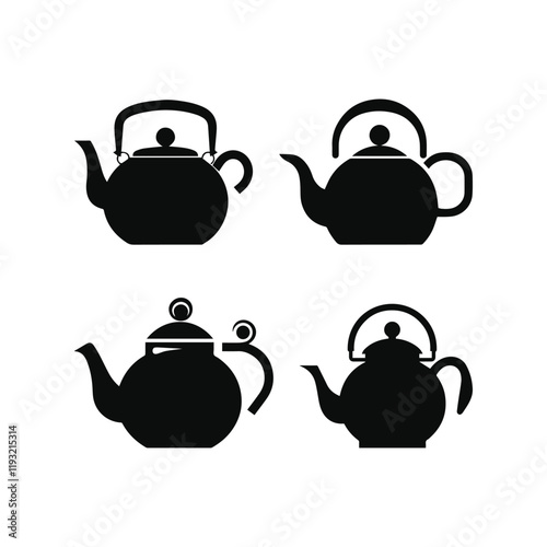Set of teapot, vector illustration .