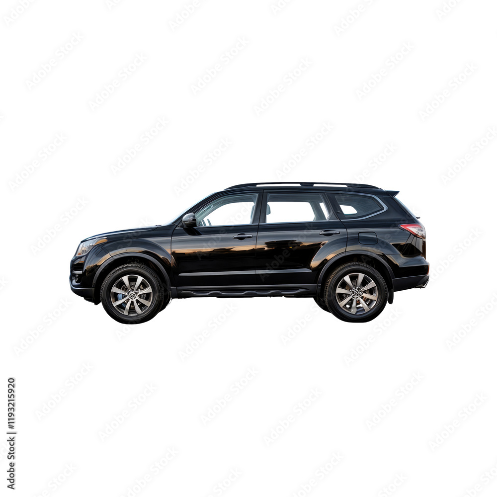 Black SUV Side View: A sleek black SUV, with stylish alloy wheels and a modern design, stands proudly on a pristine surface, showcasing its sleek lines and aerodynamic profile. Black SUV Side View: A sleek black SUV, with stylish alloy wheels and a modern design, stands proudly on a pristine surface, showcasing its sleek lines and aerodynamic profile.
