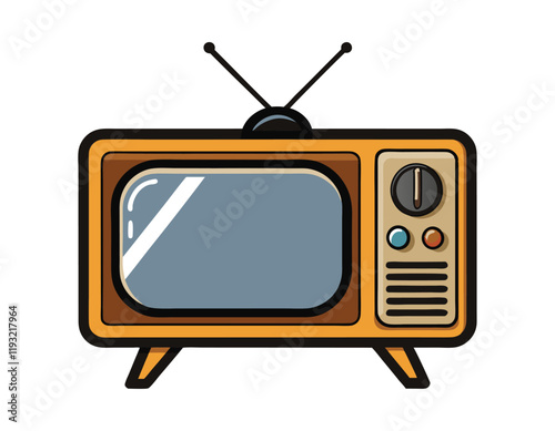classic television drawing with a retro aesthetic, showcasing antennas, control knobs, and a wooden casing. great for vintage media concepts, historical tv illustrations, and retro-inspired designs
