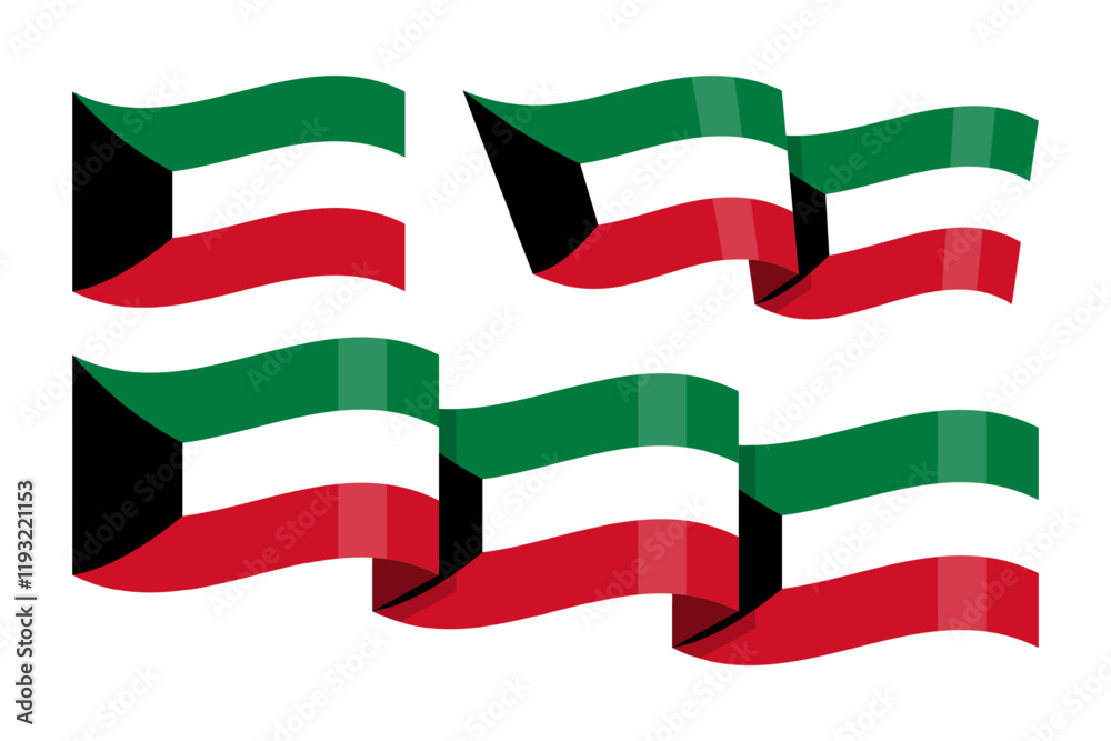 Φωτογραφία Vector illustration of wavy Kuwait flag on transparent background