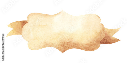 Watercolor hand drawn vintage label banner. For design, logos, cards, etc. Isolated on white background