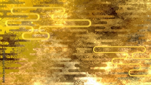金色の和柄模様・背景