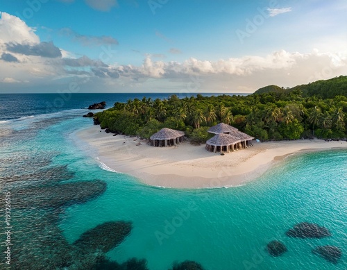 Generated image Overhead view of surfers catching waves on Arugam Bay’s golden shore. photo