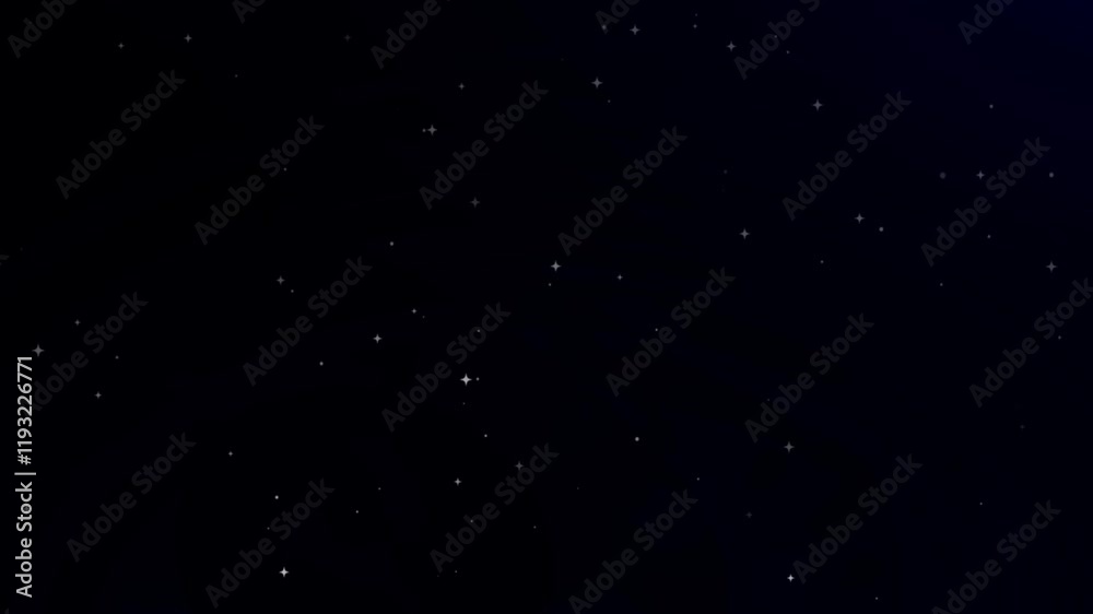 Night starry sky with glow white twinkling stars moving motion background. night starry Looping Space science background. white sparkles on black background. falling sparkling or glitter  animation.