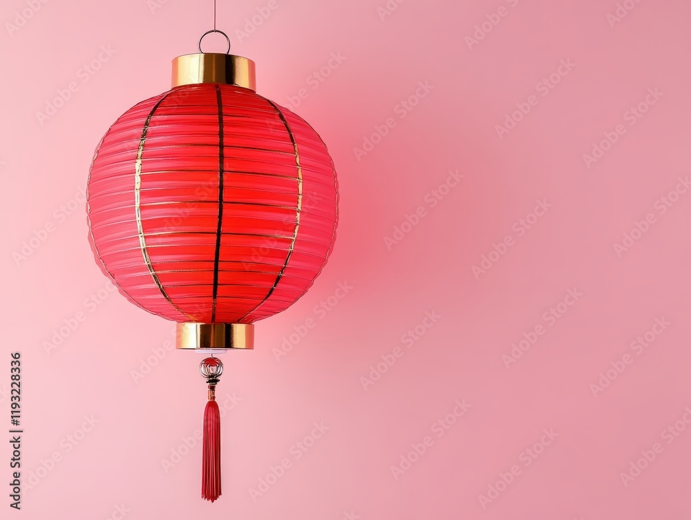 Obraz premium Red Chinese Lantern Festive Asian Decor Hanging Lamp Holiday Celebration