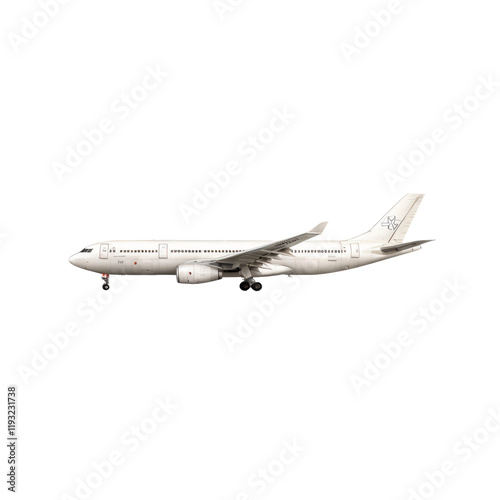 Airbus A330 Taking Off: An Airbus A330, a modern wide-body jet, sits on the runway ready for takeoff. The clean lines and polished fuselage reflect the sun's rays as it prepares to soar into the sky. photo