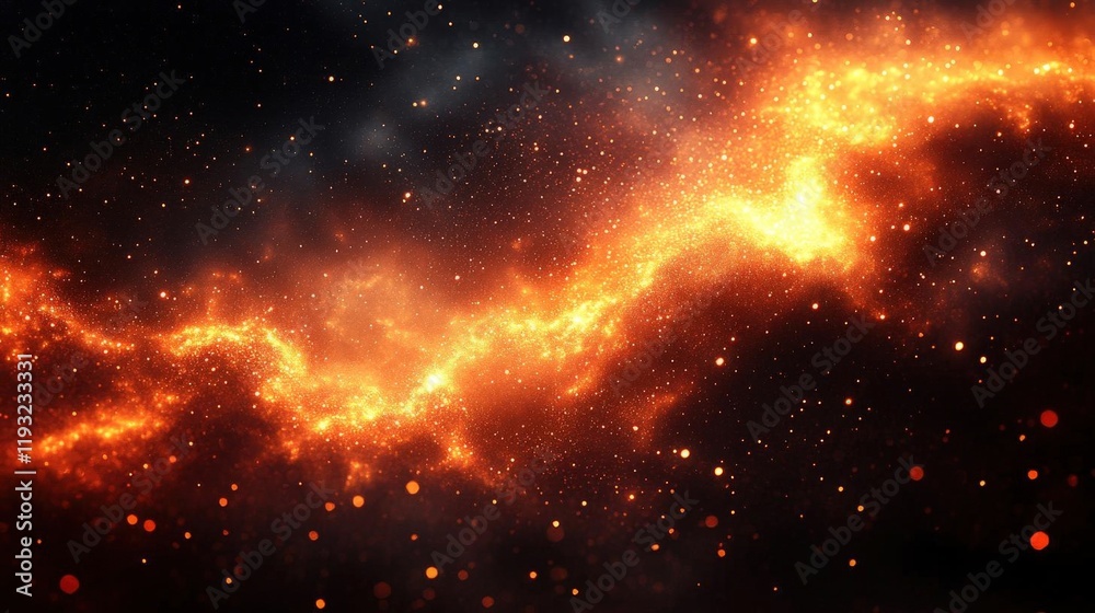 Fiery Cosmic Nebula with Glowing Stars and Dynamic Energy Abstract Background Fiery Cosmic Nebula with Glowing Stars and Dynamic Energy Abstract Background