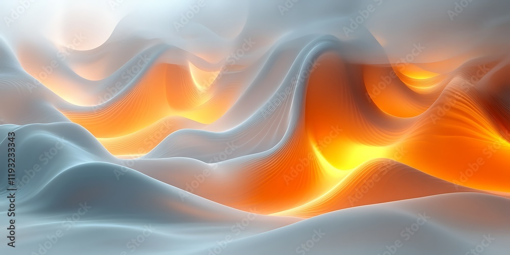 Obraz premium Abstract orange and grey waves, digital art background