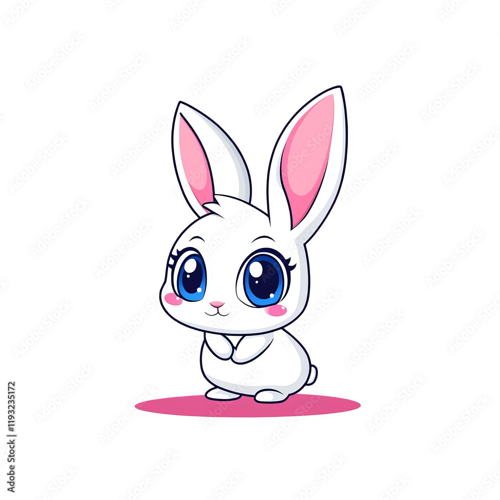 Obraz premium Playful white bunny illustration cute animal drawing digital art whimsical style fun concept
