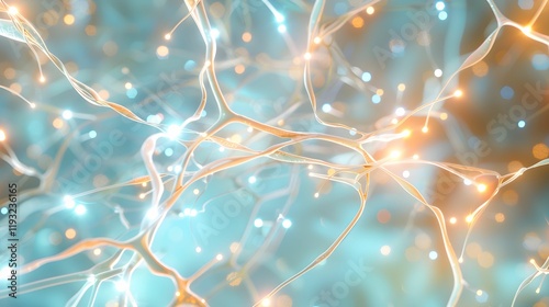Neurons connected by glowing pathways in a vibrant, abstract representation of brain activity