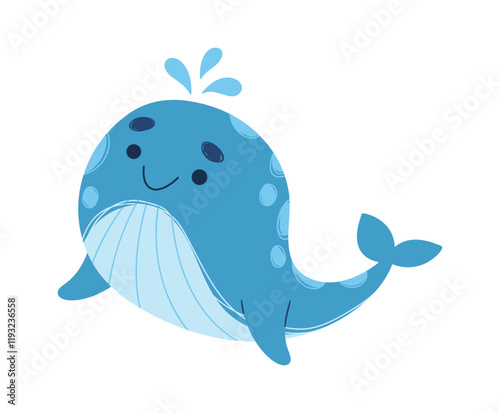 Blue whale underwater animal character