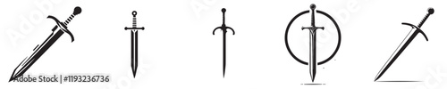 vector set of sword silhouettes