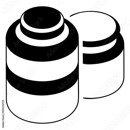 gummies and powders container color vector icon design, Healthy lifestyle symbol, Body Exercising Sign,Circuit training equipment illustration, Dietary supplements Jar concept