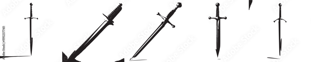 Naklejka premium vector set of sword silhouettes