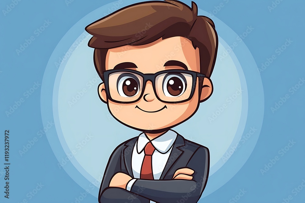 Adorable Cartoon Boy in Suit and Red Tie Adorable Cartoon Boy in Suit and Red Tie