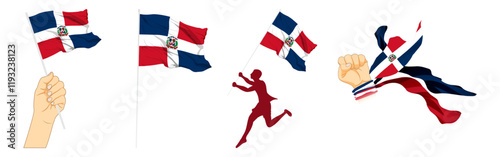 Vector illustration of Dominican Republic flag composition on transparent background