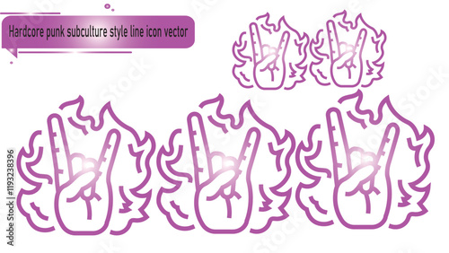Hardcore punk subculture style line icon vector
