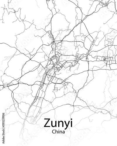 Zunyi China minimalist map photo