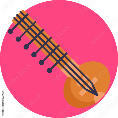 The sitar is a traditional Indian string instrument often associated with spiritual and cultural practices. 