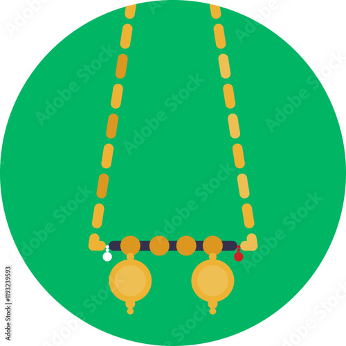 The necklace represents an important cultural symbol in Hindu weddings, often worn by the bride as part of her ceremonial attire.